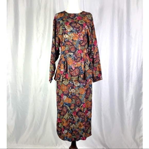 Vintage 1980s 80s Marvin Singer for Depeche Mode silk dress floral paisley 8/38 - Picture 12 of 12